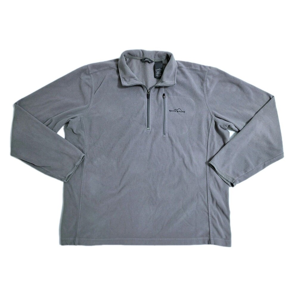 Eddie Bauer Men's XL Zip Pullover Fleece Jacket Tan Beige Gray Hike Trail Ski